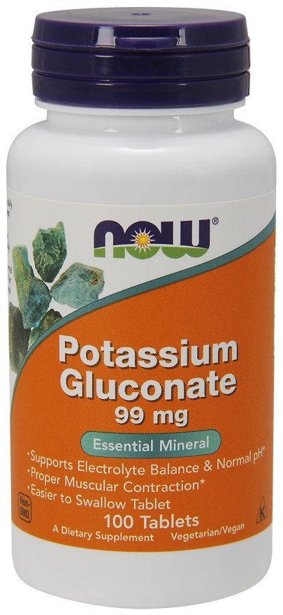 NOW FOODS Potassium Gluconate, Glukonian Potasu 99mg - 100 tablets