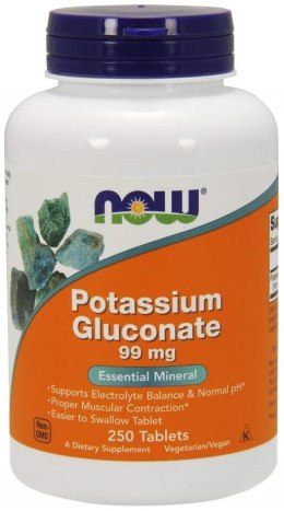 NOW FOODS Potassium Gluconate, Glukonian Potasu 99mg - 250 tablets