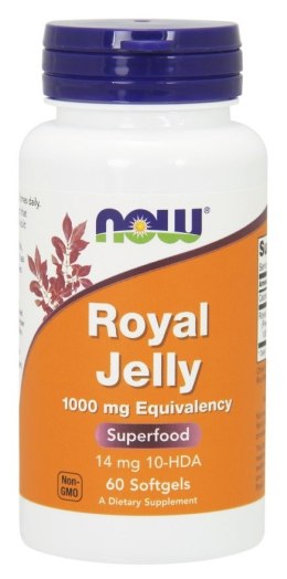 NOW FOODS Royal Jelly, Mleczko Pszczele, 1000mg - 60 softgels