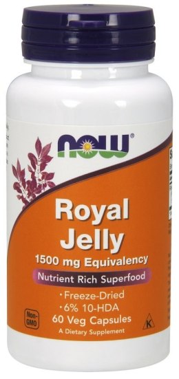 NOW FOODS Royal Jelly, Mleczko Pszczele, 1500 mg - 60 vkaps