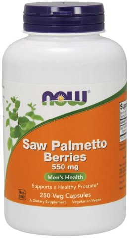 NOW FOODS Saw Palmetto Berries, Palma Sabałowa, 550mg - 250 vcaps