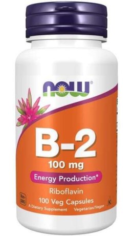 NOW FOODS Witamina B-2, Ryboflawina, 100mg - 100 vcaps