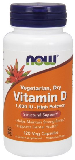 NOW FOODS Witamina D3 1000 IU Vegetarian Dry 120 vcaps