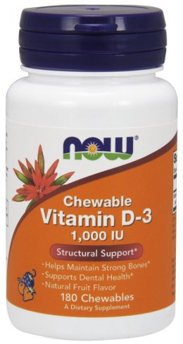 NOW FOODS WITAMINA D3 1000 IU (do żucia) 180 chewables