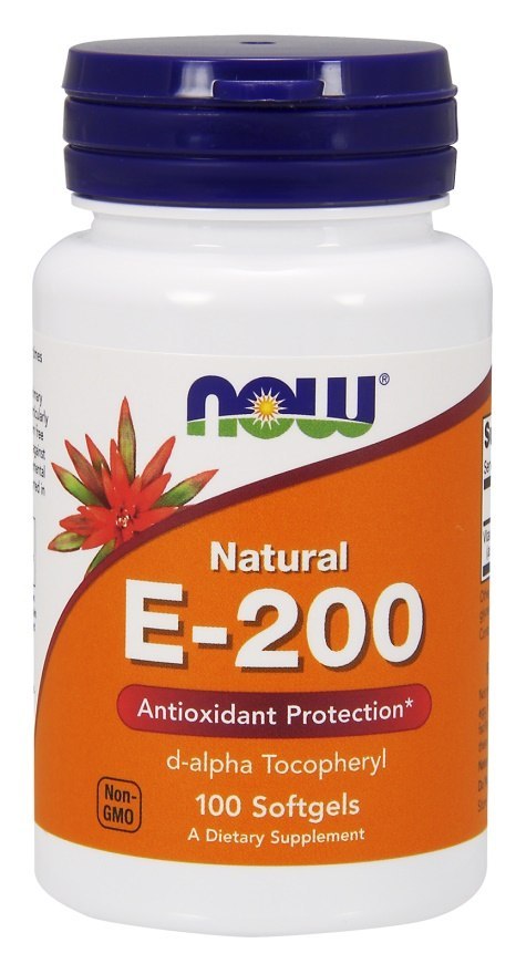 NOW FOODS Witamina E-200, Naturalna - 100 softgels