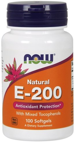 NOW FOODS Witamina E-200 - Natural (Mixed Tocopherols) - 100 softgels