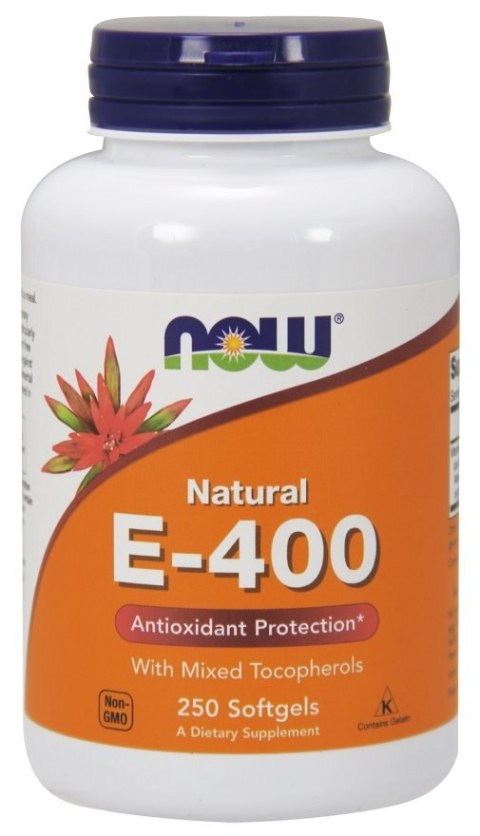 NOW FOODS Witamina E-400, Naturalna, Mix Tokoferoli - 250 softgels