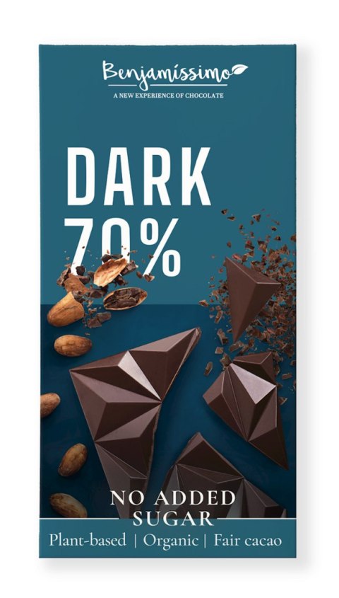 CZEKOLADA GORZKA 70 % BEZ DODATKU CUKRU BEZGLUTENOWA BIO 60 g - BENJAMISSIMO CZEKOLADA GORZKA 70 % BEZ DODATKU CUKRU BEZGLUTENOWA BIO 60 g - BENJAMISSIMO