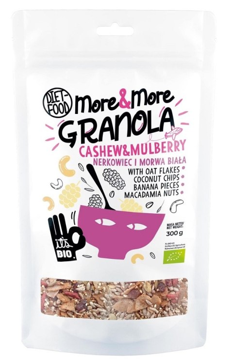GRANOLA Z ORZECHAMI NERKOWCA I MORWĄ BIAŁĄ BIO 300 g - DIET-FOOD (MORE & MORE) GRANOLA Z ORZECHAMI NERKOWCA I MORWĄ BIAŁĄ BIO 300 g - DIET-FOOD (MORE & MORE)