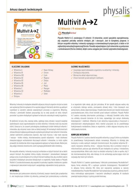 MULTIWITAMINA A - Z 45 TABLETEK - PHYSALIS
