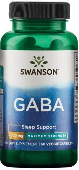SWANSON GABA 750 MG MAKSYMALNA MOC 60 KAPSUŁEK WEGETARIAŃSKICH
