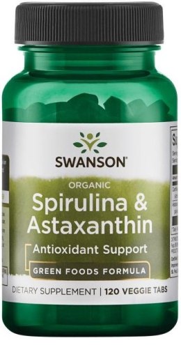 SWANSON SPIRULINA I ASTAKSANTYNA 120 TABLETEK WEGETARIAŃSKICH