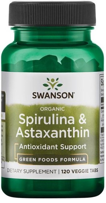 SWANSON SPIRULINA I ASTAKSANTYNA 120 TABLETEK WEGETARIAŃSKICH