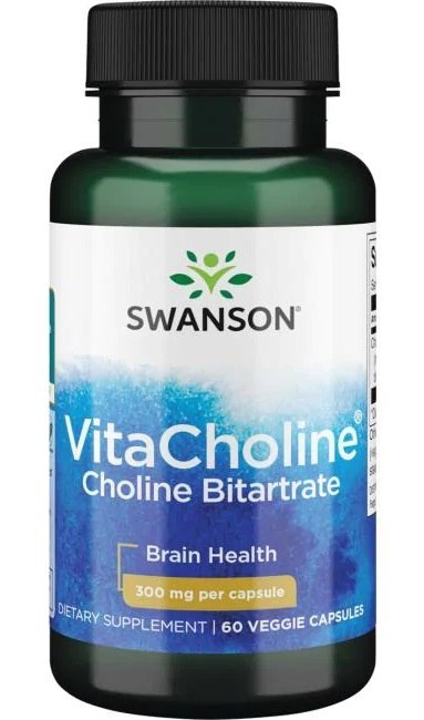 SWANSON VITACHOLINE (CHOLINA BITARTRATE) 300 MG 60 KAPSUŁEK WEGETARIAŃSKICH