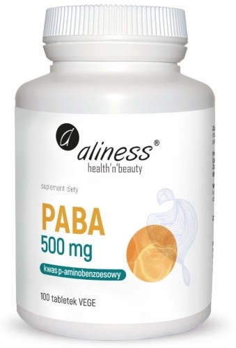 PABA kwas p-aminobenzoesowy 500 mg 100 vege tabs. Aliness termin 31/01/2026