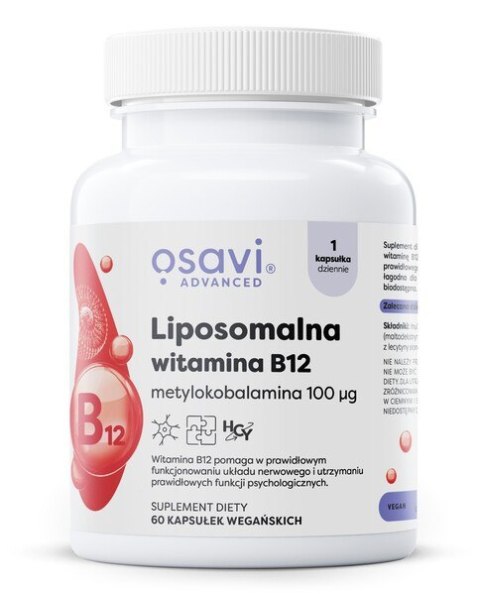 B12 LIPOSOMALNA 100 MCG ENERGIA UKŁAD NERWOWY 60 KAPS. VEGE OSAVI