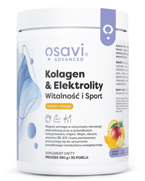 KOLAGEN + ELEKTROLITY SPORT ANANAS MANGO ENERGIA 390 G OSAVI