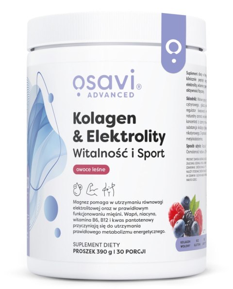 KOLAGEN + ELEKTROLITY SPORT OWOCE LEŚNE ENERGIA 390 G OSAVI