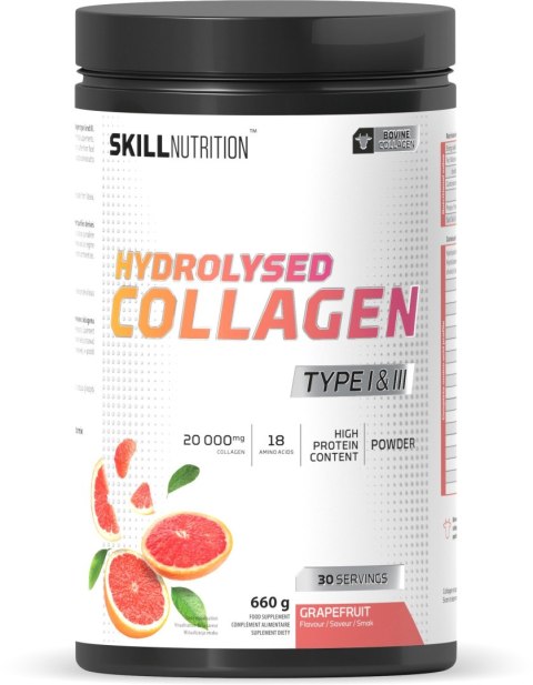 KOLAGEN HYDROLIZOWANY TYP I i III, GRAPEFRUIT - 660G SKILL