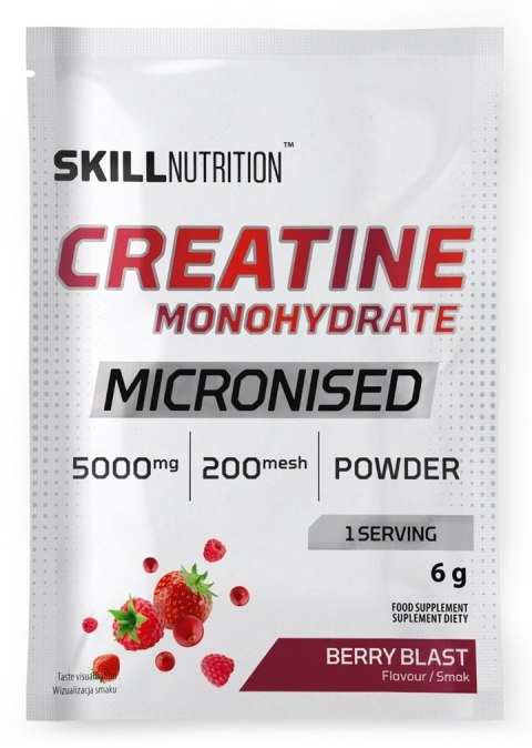 KREATYNA MIKRONIZOWANY MONOHYDRAT KREATYNY, JAGODA - 6G (1 SASZETKA) SKILL