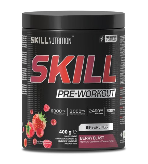 PRZEDTRENINGÓWKA SKILL PRE-WORKOUT, JAGODA - 400G SKILL