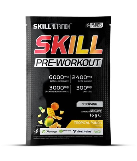 PRZEDTRENINGÓWKA SKILL PRE-WORKOUT, TROPIKALNY - 16G (1 SASZETKA) SKILL