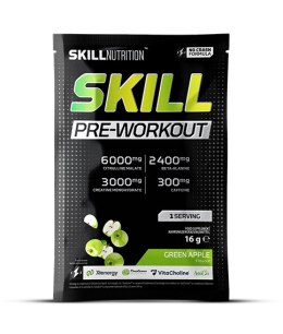 PRZEDTRENINGÓWKA SKILL PRE-WORKOUT, ZIELONE JABŁKO - 16G 1 SASZETKA SKILL
