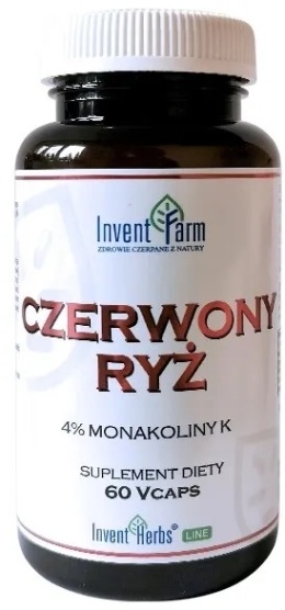 CZERWONY RYŻ 60 KAPSUŁEK MONAKOLINA K CHOLESTEROL INVENT FARM