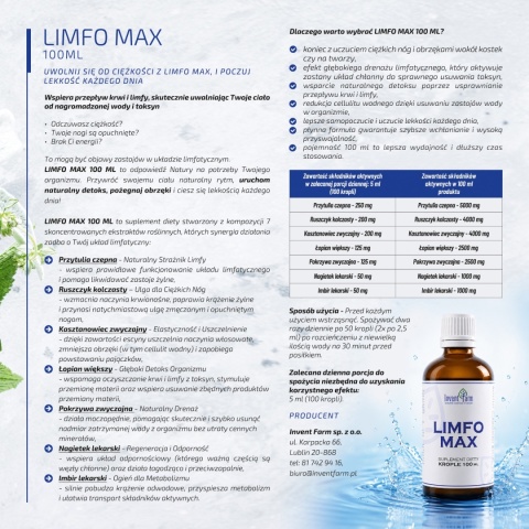 Invent Farm Limfo Max 100 ml – ciężkie nogi krążenie drenaż cellulit