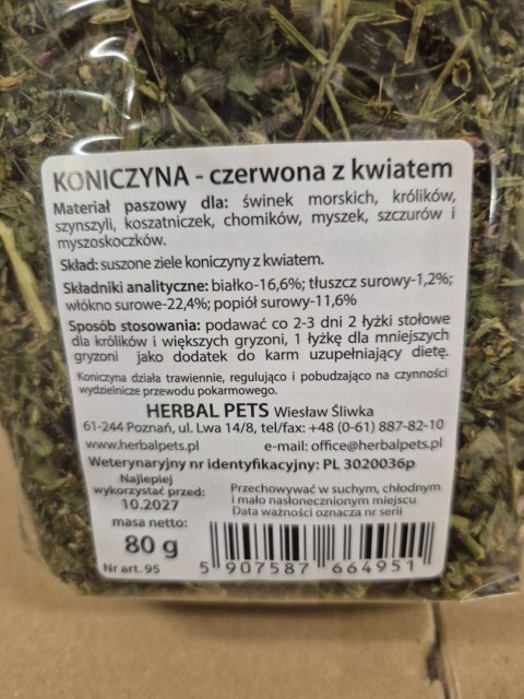 Herbal Pets Koniczyna Czerwona z Kwiatem dla Królika - Suszone Zioła