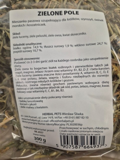 Herbal Pets Zielone Pole dla Królika - Naturalna Mieszanka Roślinna