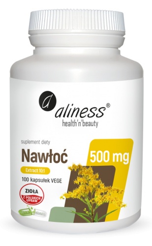 TERMIN 30/09/2026 Nawłoć (Solidago virgaurea L.) ekstrakt 10:1 500mg x 100 Vege Caps - Aliness