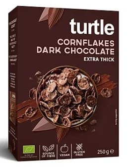 TERMIN 03/09/2026 PŁATKI KUKURYDZIANE W POLEWIE Z CIEMNEJ CZEKOLADY BEZGLUTENOWE BIO 250 g - TURTLE