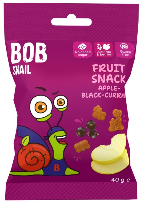 TERMIN 22/06/2026 ŻELKI JABŁKO - CZARNA PORZECZKA BEZ ŻELATYNY BEZGLUTENOWE 40 g - BOB SNAIL