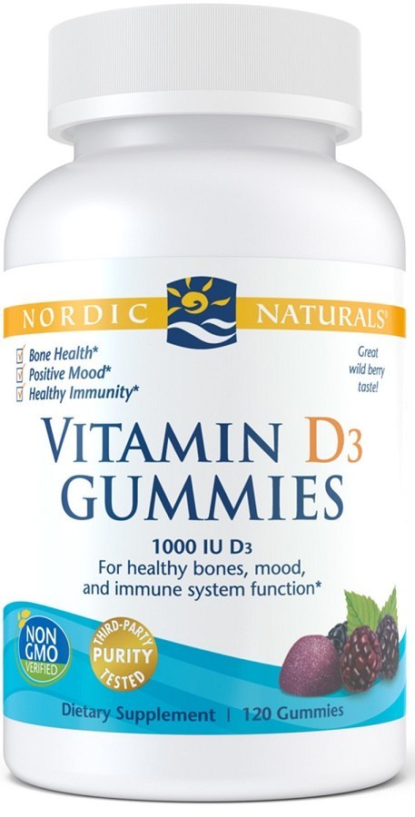 NORDIC NATURALS Witamina D3 1000 IU 120 żelków owoce leśne