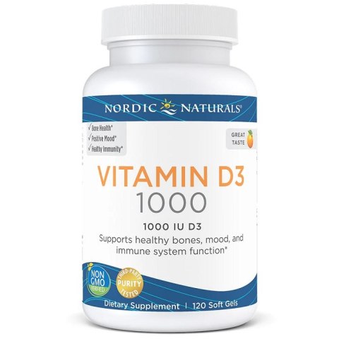 NORDIC NATURALS Witamina D3 1000 IU pomarańcza 120 kapsułek