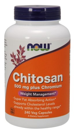 NOW FOODS Chitozan 500 mg z chromem 240 kapsułek roślinnych