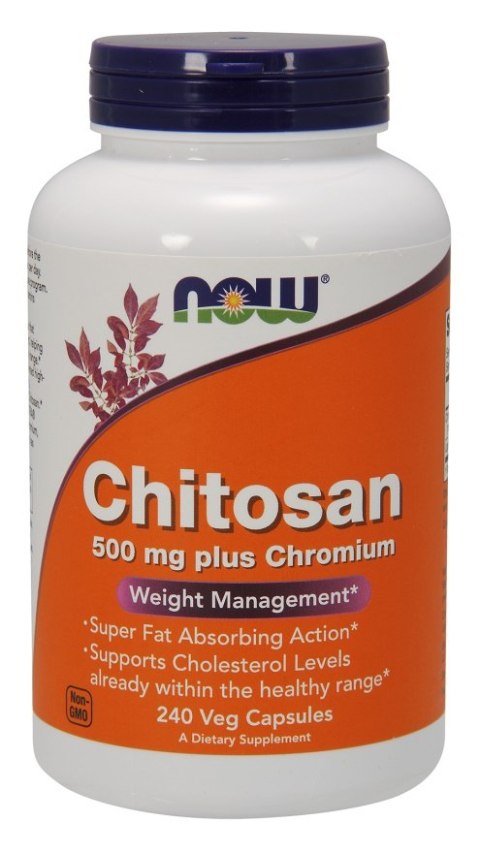 NOW FOODS Chitozan 500 mg z chromem 240 kapsułek roślinnych