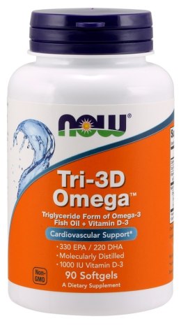 NOW FOODS Tri-3D Omega omega-3 i witamina D3 90 kapsułek