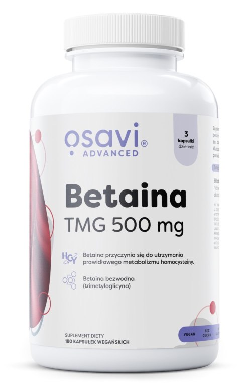 OSAVI Betaina TMG 500 mg 180 kapsułek wegańskich