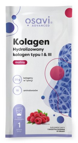 OSAVI Kolagen hydrolizowany typu I i III malina saszetka 22 g