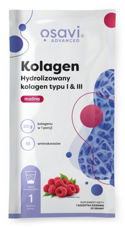 OSAVI Kolagen hydrolizowany typu I i III malina saszetka 22 g